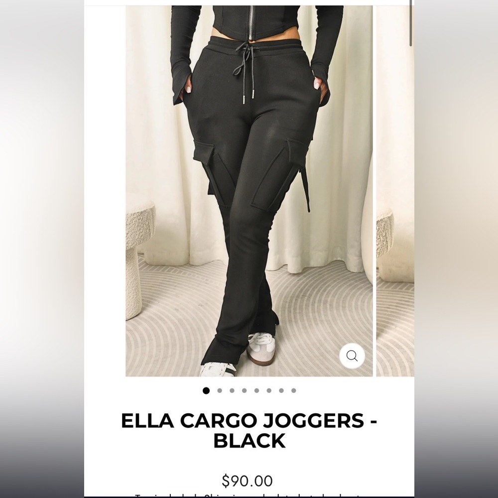 Ella Cargo Joggers - Black Drawstring Track Pants